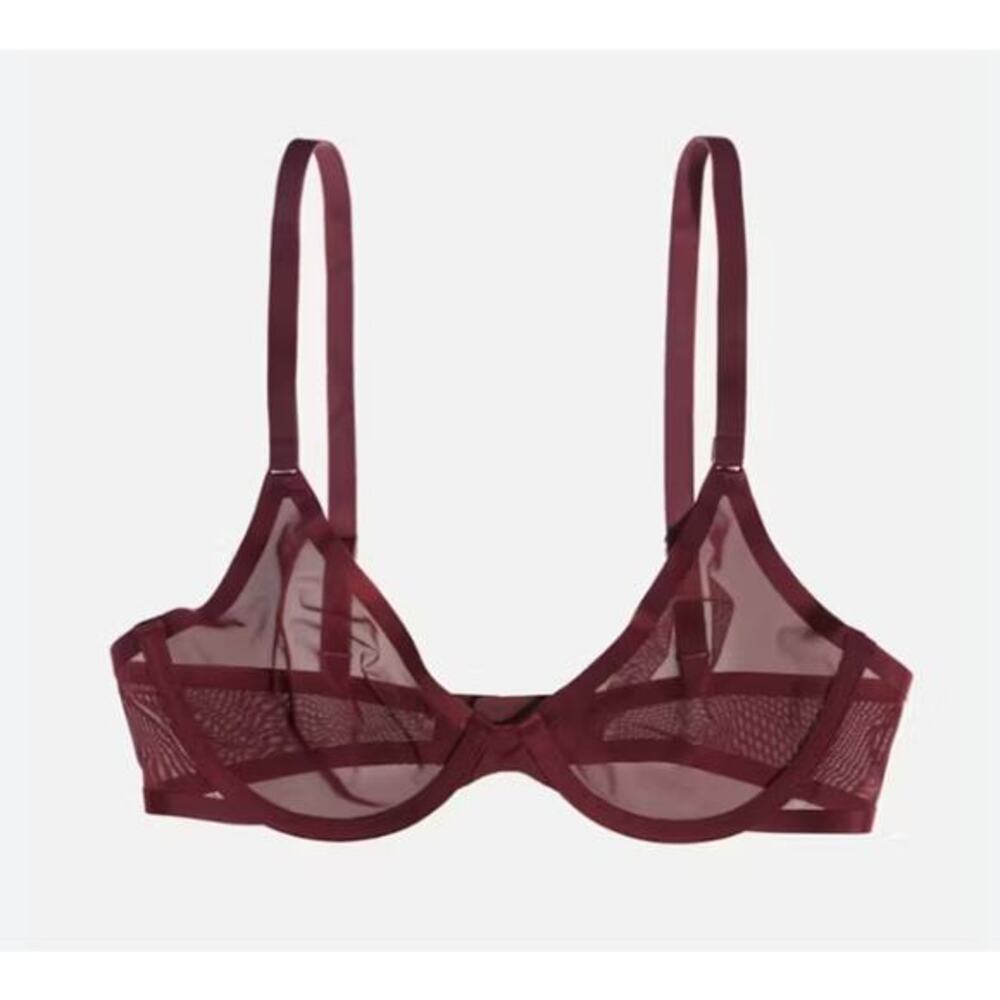 CUUP maroon the plunge mesh bra